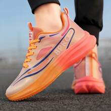 4 季大码男士运动鞋，新款舒适透气网眼面料休闲步行运动鞋，百搭简约设计，男士鞋 - 紅色 - 查看 5