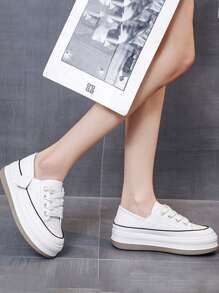 Tenis de moda para mujer, Tenis Casual para Mujer Blanco Zapatos Blancos De Mujer Zapatillas para Mujer Zapatillas Bajas Sneaker Zapatos De Skate Tenis Deportivos Casual para Dama Ligero Cómodo para Viaje, calzado para Mujer, - Blanco - Ver 2