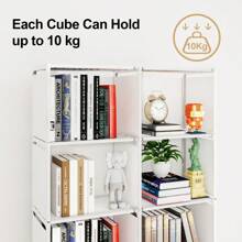 Cube Storage Unit Bookcase Shelf Double Row Modular Wardrobe Storage Organiser - White - View 3