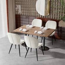 Nalupatio Dining Chair Set Of 2, Upholstered Dining Room Chairs, Mid-Century Modern Dining Chairs, Velvet Upholstered, Metal Legs, For Dining Room, Living Room - 奶油色 - 查看 2