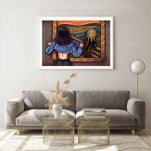 1 pièce canevas murale vintage Art célèbre L'Hurlement Femme drôle Affiches esthétiques Impressions uniques de hurlement Décoration murale de galerie vintage orange pour chambre à coucher et salon. Sans cadre