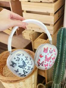 1 对蝴蝶图案保护套，适用于苹果耳机、耳罩、耳盖