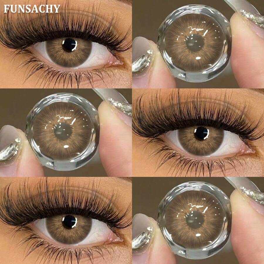 FUNSACHY METATRON Series Brown Contact Lenses, 14.2mm Natural Color Soft Disposable Contact Lenses, Suitable For Halloween Cosplay