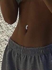 1 st. S925 sterling zilveren navelpiercing met zirkonia, navelpiercing met zilver, kleine navelpiercing met Mimi-belly, nagels, navelpiercings