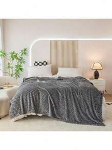 1/2個純色金龜絨單層雙面牛奶絨毛毯-深灰色秋冬加厚辦公室午睡毯-男女款禮品毯-小規格寵物毯-四季通用羊羔被子-沙發蓋毯，寵物毯-聖誕節裝飾，擺件-適用於床、沙發、露營和旅行的毛毯 - 溫暖輕盈 - 蓬鬆柔軟的毛絨毛毯 - 深灰 - 查看 8