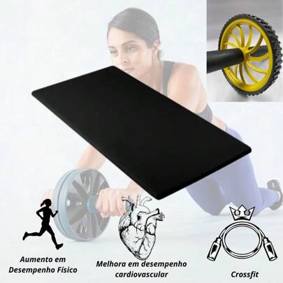 Kit Colchonete Fitness Treino Antideslizante + Rodinha De Abdominal