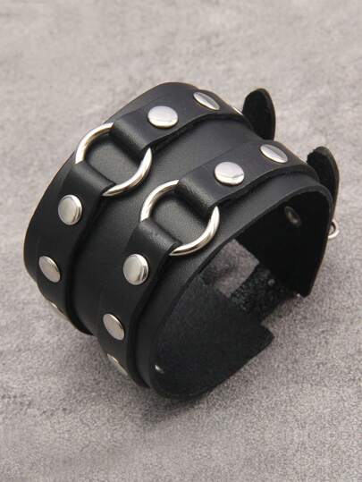 1 pezzo Bracciale in pelle stile punk rock decorato con borchie, gioielli da moto con borchie, bracciale stile vintage per uomo, regalo di Ognissanti per donna