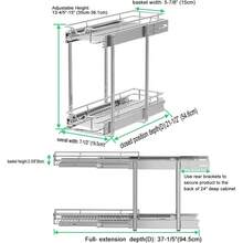 2 Tier Pull Out Cabinet Organizer (11" W X 18" D) Heavy-Duty Metal Sliding Drawer Shelf, Two Tier Pull Out Shelves For Kitchen Cabinets, Pantry, Bathroom, Chrome Finish