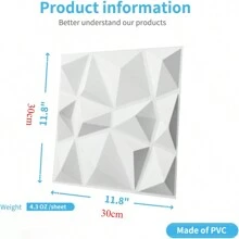 1/10/20/30 件水钻设计 3D 墙板，30cmx30cm 哑光白/黑色，DIY 家居装饰墙贴，适用于游戏室、卧室，带自粘胶水礼物生日毕业房间装饰墙面装饰浴室装饰卧室装饰房间装饰用品客厅装饰房屋装饰家居装饰客厅墙纸个性化贴纸