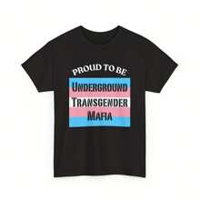 Underground Transgender Mafia Funny Meme Shirt, Ironic Shirt, Weirore Clothing, Shirt Joke Gift, Oddly Specific, Unhinged Shirt, Cursed - Black - View 1