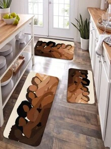 1 件北欧风格抽象绘画图案防滑柔软室内入口垫，适用于家庭、客厅、厨房、卧室、农舍、走廊、洗衣房、厨房地毯 - 彩色 - 查看 1