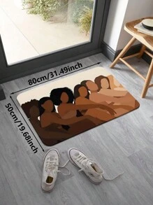 1 件北欧风格抽象绘画图案防滑柔软室内入口垫，适用于家庭、客厅、厨房、卧室、农舍、走廊、洗衣房、厨房地毯 - 彩色 - 查看 9