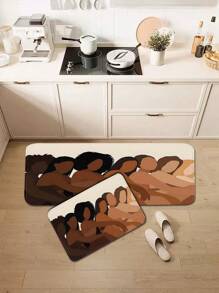 1 件北欧风格抽象绘画图案防滑柔软室内入口垫，适用于家庭、客厅、厨房、卧室、农舍、走廊、洗衣房、厨房地毯 - 彩色 - 查看 5