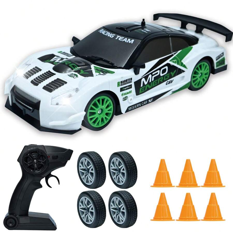 Remote Control Car - 1:24 Scale RC Drift Car, 4WD Toy Car With LED Light, Racing And Drifting Wheels, Rechargeable Batteries, Birthday Gift Toy For Boys Girls