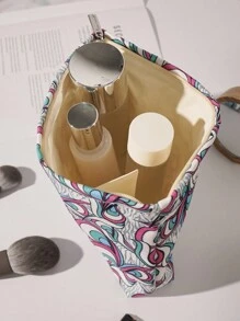 1 Pieza Bolsa de maquillaje asimétrica rosa, bolsa de maquillaje portátil de moda y estilo casual, bolsa de maquillaje, bolsa de maquillaje pequeña, estuche de maquillaje, bolsa de maquillaje linda, bolsas cosméticas, toallas sanitarias, almohadillas, AirPods, auriculares con cable, cargador, auriculares, bolsa de viaje de maquillaje, bolsa de cuidado de la piel, bolsas de maquillaje para mujeres, dulces, enfermeras, estudiantes, regalo de vacaciones.