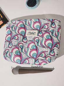 1 Pieza Bolsa de maquillaje asimétrica rosa, bolsa de maquillaje portátil de moda y estilo casual, bolsa de maquillaje, bolsa de maquillaje pequeña, estuche de maquillaje, bolsa de maquillaje linda, bolsas cosméticas, toallas sanitarias, almohadillas, AirPods, auriculares con cable, cargador, auriculares, bolsa de viaje de maquillaje, bolsa de cuidado de la piel, bolsas de maquillaje para mujeres, dulces, enfermeras, estudiantes, regalo de vacaciones.