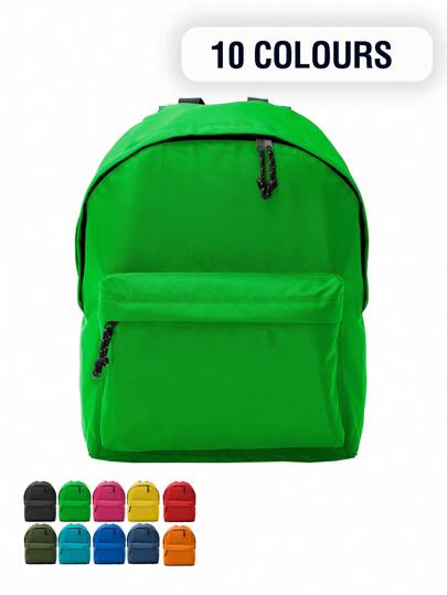 The Black Olila Marabu Classic Backpack (Delivery In 48 Hours) – Green Color 226 – 900D Polyester, Large Compartments, Front Pocket With Zipper, Padded Back And Straps, Removable Label, Ideal For Daily Use, School, Sports And Travel