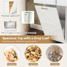 Rolling Kitchen Island Kitchen Island Cart With Drop Leaf Trash Can Cabinet Black/White - 白色 - 查看 6