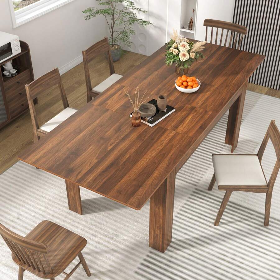 Large Mobile Extendable Dining Table For 6-10, Modern Wood Kitchen Table Rectangular Table For Dining Room, Living Room - quả óc chó - Xem 1
