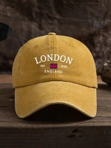 1 buc. șapcă de baseball spălată, unisex, în aer liber, ocazional, mărime reglabilă, steagul Londra și imprimeu cu litere, potrivită pentru ținuta zilnică - A - Vizualizare 13
