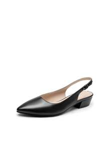 Women Slingback Low Chunky Block Heels Pointed Closed Toe Comfortable Elegant Wedding Party Business Dress Pumps Shoes