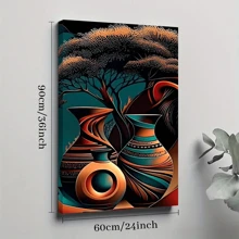 1pc Framed Canvas Poster, Vibrant African Wall Art Canvas Paintings, Ideal Gift For Bedroom Living Room Corridor, Wall Art, Wall Decor, Winter Decor, Room Decoration - 彩色 - 查看 10