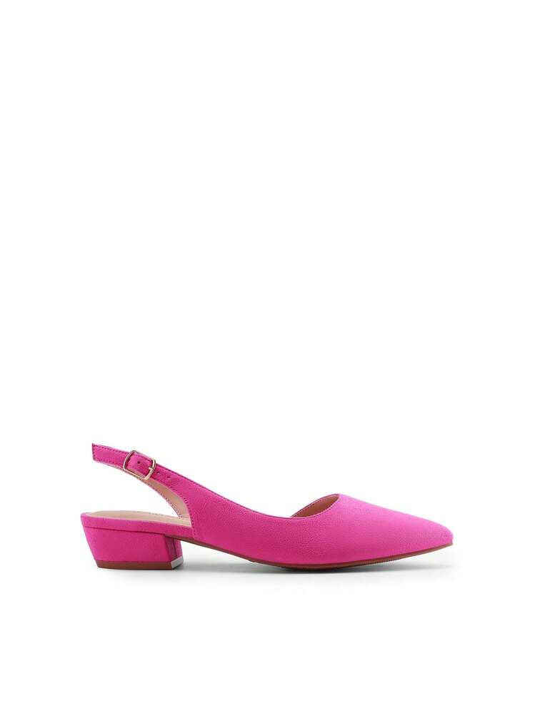 Womens Slingback Kitten Low Block Heels Pumps Closed Pointed Toe  Elegant Comfortable Dressy Pumps Wedding Casual Dress Shoes - 粉色 - 查看 6