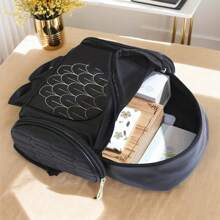 Mochila con solapa en forma de búho, mochila de de dibujos animados, mochila mágica de noche de Halloween, mochila unisex, mochila de viaje con correa ajustable - Negro - Ver 4