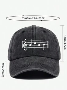 Stylish Musical Baseball Cap, Music Notes Printed Casual Trucker Hat, Unisex Hip Hop Guitar Party Sun Hat For Men And Women, Comfortable Breathable Adjustable Vintage Curved Brim Hat, Suitable For Daily Casual, Outdoor, Beach, Hunting, Fishing, Music Festival, Easter, Father's Day, Mother's Day And Friends, All-Season Accessory