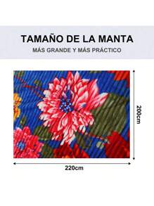 Cobijas Ligera Matrimonial Con Flores, Frazada Súper Suaves y Acogedoras, Patrón a Rayas, Super Suave y Cálida, Para Uso Durante Todas Las Estaciones (200*220 cm) - Azul Almirante Oscuro - Ver 7