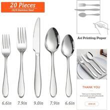 40-Piece Silverware Set, Stainless Steel Flatware Service For 8, Modern Tableware Cutlery For Home, Elegant Eating Utensils Include Knives/Spoons/Forks, Mirror Polished, Dishwasher Safe