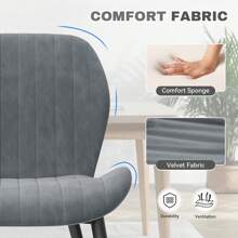 Nalupatio Dining Chair Set Of 2, Upholstered Dining Room Chairs, Mid-Century Modern Dining Chairs, Velvet Upholstered, Metal Legs, For Dining Room, Living Room - Màu xám đen - Xem 4