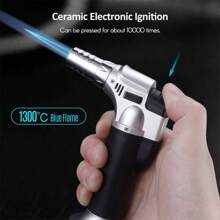 Blow Torch Lighter Refillable Butane Gas Micro Welding Soldering Brazing Tools - Silver - View 7