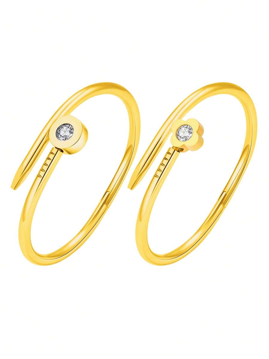 1 件不锈钢幸运四叶草装饰女士手镯，适合日常佩戴