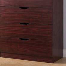 Cómoda de 5 cajones para el dormitorio, gabinete mueble de pecho para el hogar con manijas recortadas, almacenamiento tipo mueble para la vuelta al colegio en color caoba - Marrón - Ver 3