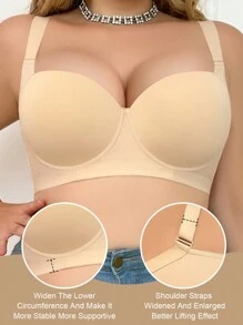 Áo ngực nữ cỡ lớn không đường may màu be MIMILEMON, kiểu dáng tối giản, dây đeo rộng, thoải mái nâng đỡ. - Màu be - Xem 2
