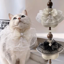 1pc Cute Pet Princess Bow Lace Collar, Pet Dog Cat Sweet Cute Pearl Rhinestone Necktie, Pet Accessory - Multicolor - View 1