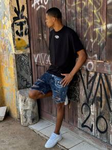 CVHM Jeans Short Bermuda Jeans For Men 100% Cotton GringBlack Slim Fit Original Blue - 黑色 - 查看 2