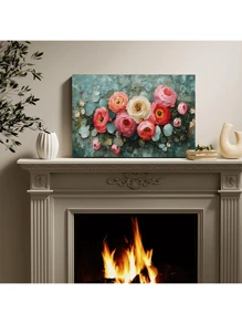1pc Rose Bouquet Valentine's Day Wall Art Canvas Paintings Wooden Framed Canvas Painting -  Thickness 2.25cm/0.9inch,Home Gift Decoration, Room Decoration Aesthetic, Wall Decoration Art, Perfect Gift, Autumn And Winter Wall Decoration, Living Room Decoration, Bedroom Decoration, Kitchen Decoration, Entry Decoration, Bathroom Decoration, Direct Wall Painting, High Quality Wall Painting Poster