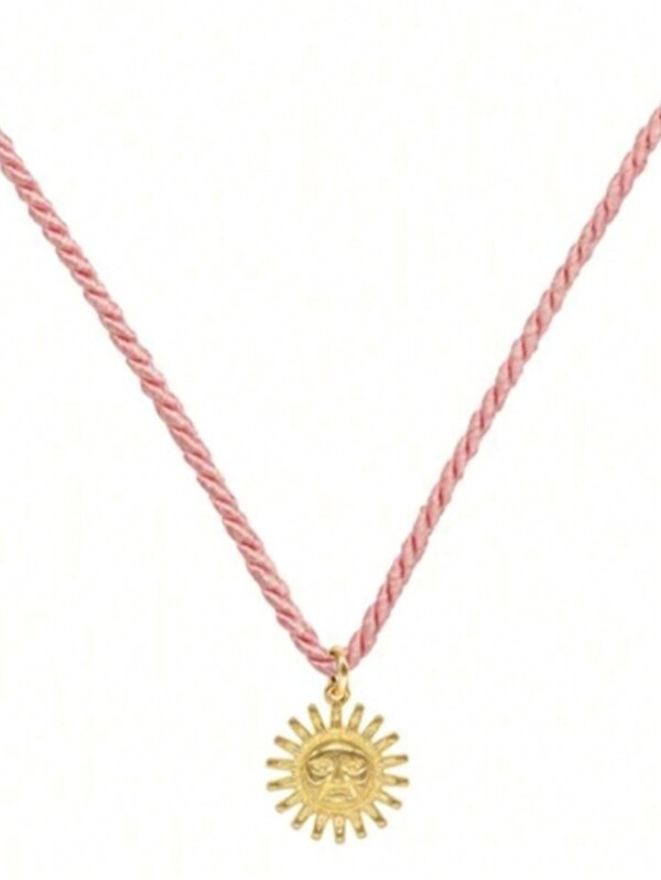 1 Pc Stainless Steel Gold Sun Pendant Necklace With Rope, Minimalist Stylish Layering Accessory