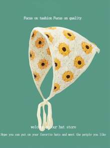 1 件韩国甜美辣椒钩针镂空三角围巾，可爱领带头带，适合旅行（手工编织草莓叶，数量随机）头巾头巾发巾，头巾秋冬发带发饰，适合女士度假装扮 - 彩色 - 查看 7