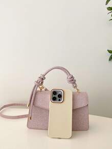 女士闪亮时尚派对手拿包、单肩包 - 粉色 - 查看 4