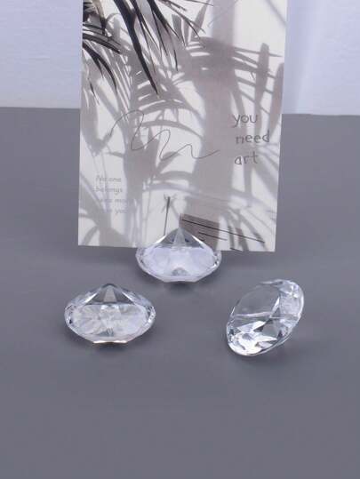 5pcs Clear Crystal Card Holder, Modern Diamond Design Place Card Holder For Home