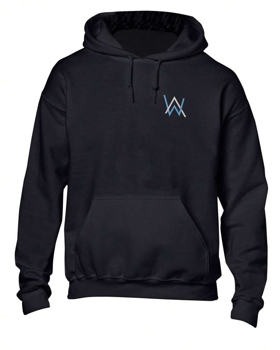 SUDADERA ALAN WALKER CON CAPUCHA Y CANGURERA BORDADA - Negro - Ver 1