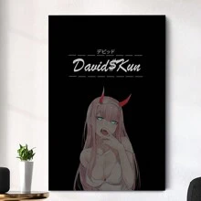 Framed-Devil Woman Personalized Art Decoration Poster, Classic Black Background Playful Style Canvas Painting,Birthday Party Decoration, Family Living Room Office Wall Decoration, Perfect Valentine's Day Gift And Wall Decoration