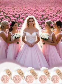 36/24/18/12/6/3件，新娘送礼玫瑰图案镜子塑料化妆镜新娘感谢卡配纱袋婚礼派对礼物伴娘礼物宾客新娘派对用品 - 多色 - 查看 8