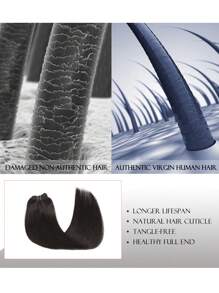 110g 7Pcs/Set Seamless Clips In #1B Natural Color Human Hair Extensions Long PU Weft Invisible Straight Hair - Natural & Black - View 4