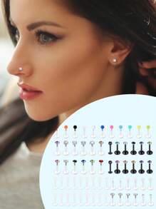 16G Clear UV Flexible Acrylic CZ Gem Labret Monroe Lip Ring Tragus Helix Cartilage Earring Stud Barbell Body Piercing Jewelry 11-16pcs - Silvery-a - View 4