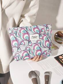 1 Pieza Bolsa de maquillaje asimétrica rosa, bolsa de maquillaje portátil de moda y estilo casual, bolsa de maquillaje, bolsa de maquillaje pequeña, estuche de maquillaje, bolsa de maquillaje linda, bolsas cosméticas, toallas sanitarias, almohadillas, AirPods, auriculares con cable, cargador, auriculares, bolsa de viaje de maquillaje, bolsa de cuidado de la piel, bolsas de maquillaje para mujeres, dulces, enfermeras, estudiantes, regalo de vacaciones.