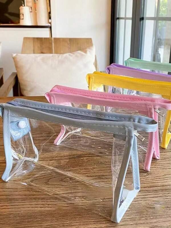 1PC Transparent Pencil Case Japanese Style Cosmetic Bag Large-Capacity School Supplies Pencil Bag Office Supplies Desk Accessories,Back To School,School Supplies